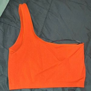 Orange one shoulder crop top